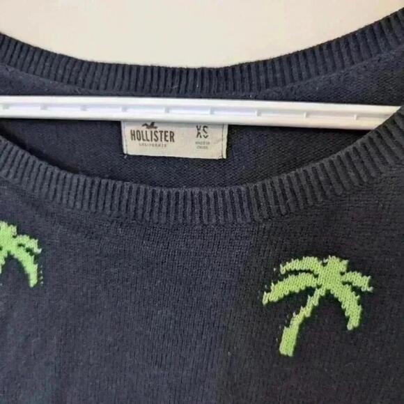 Hollister, Boat Neck , Palm Tree Sweater, Navy And Lime Green, Size Xs - Picture 9 of 12